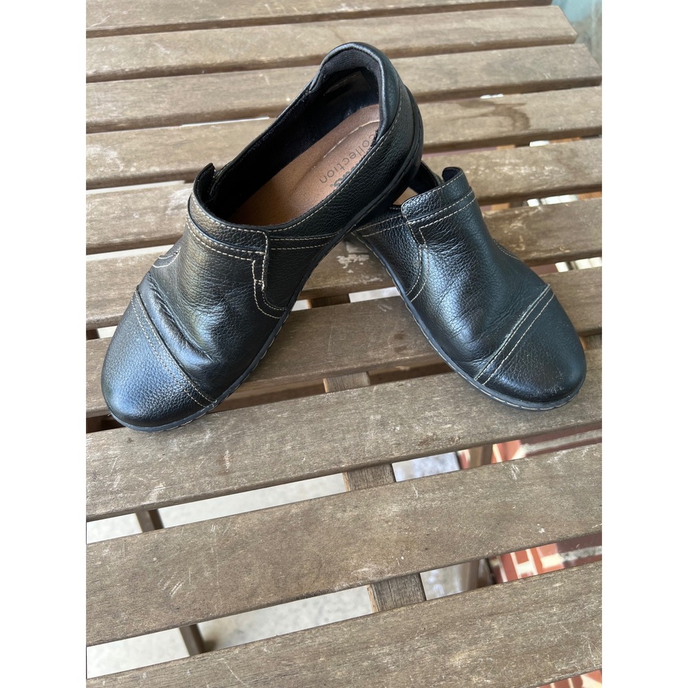 Clarks Collection Women's Black Comfort Slip On Walking Shoes Approx Size 6-6.5